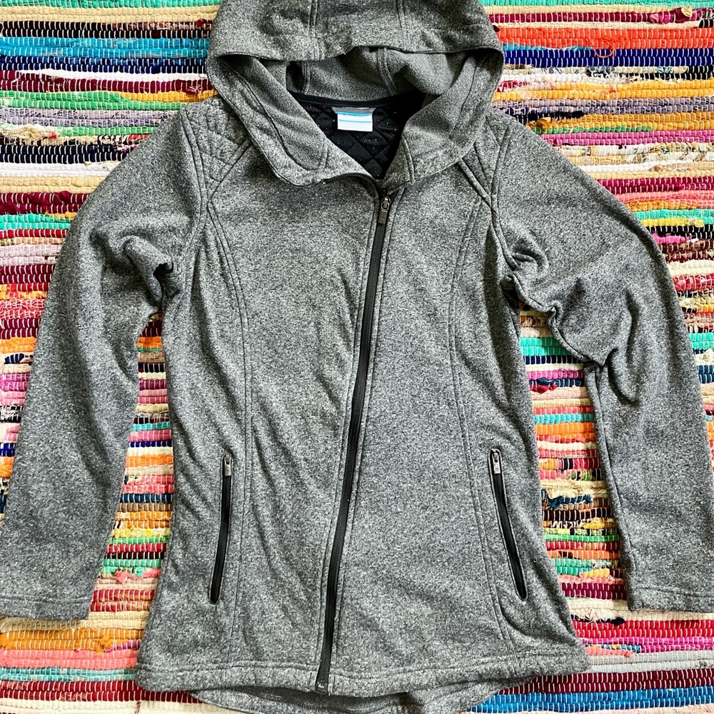 Columbia ~ Grey asymmetrical zip fleece hoodie